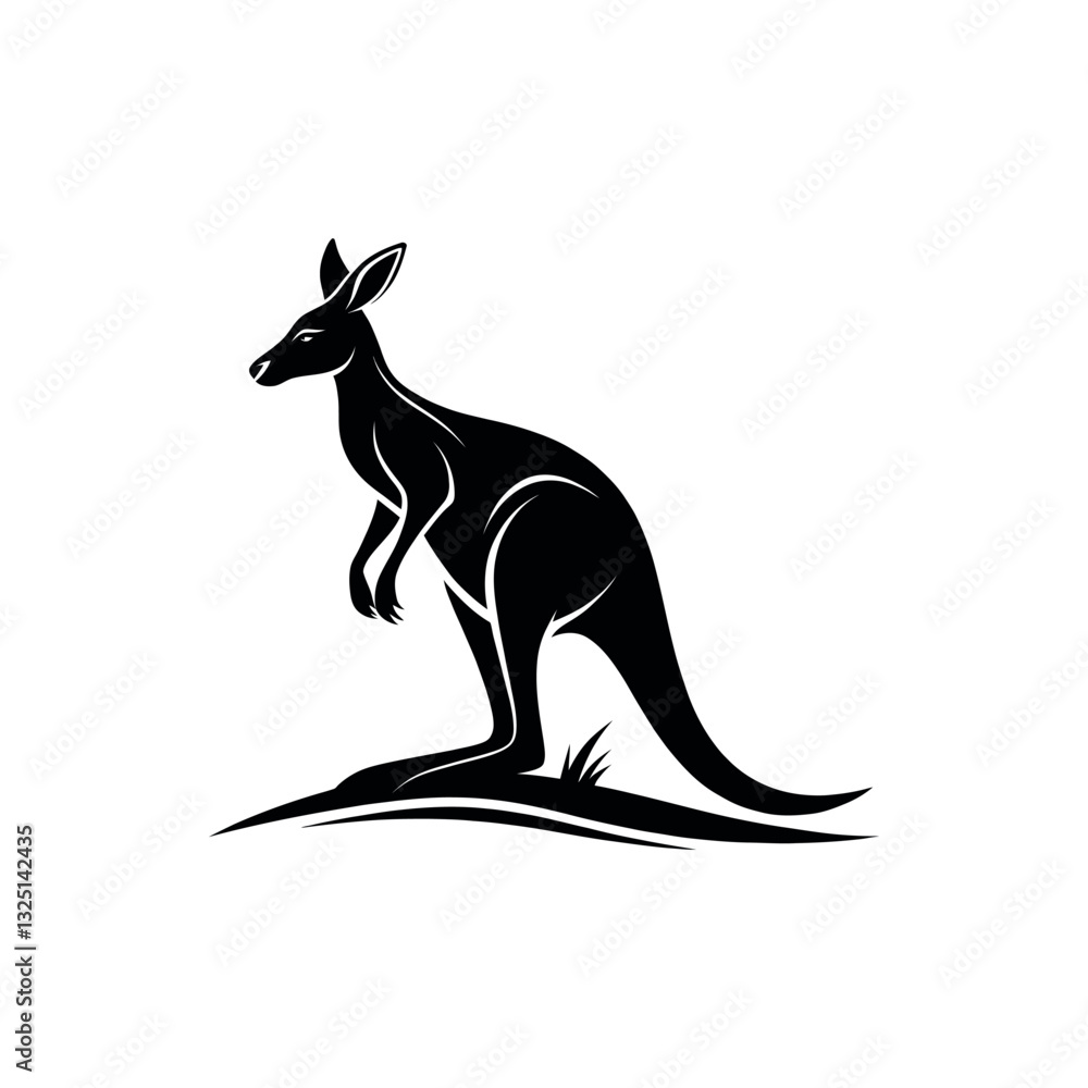 Fototapeta premium kangaroo silhouette logo vector line art logo design