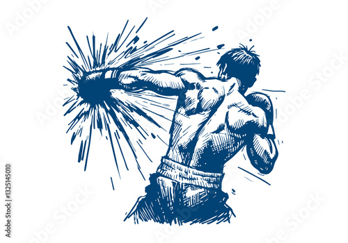 Boxer boxing hand drawn sketch vector illustration