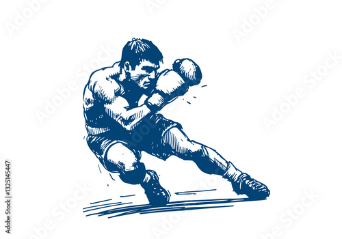 Boxer boxing hand drawn sketch vector illustration