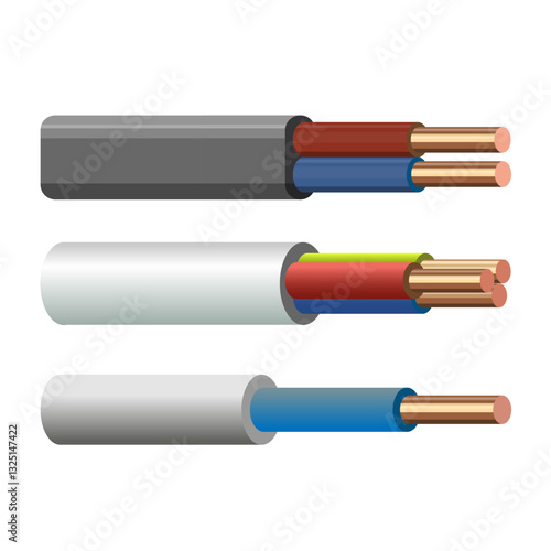 A set of single-core, two-core and three-core electrical cables