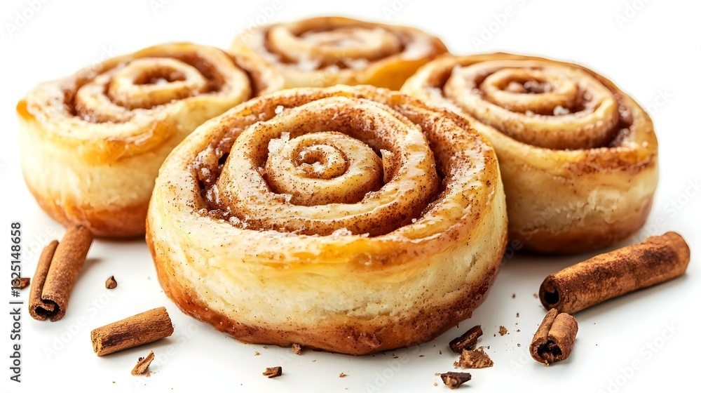 Sweet cinnamon buns on white background Sweet cinnamon buns on white background