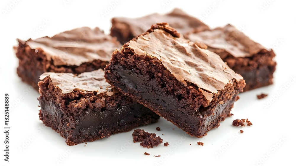 Slice of brownie isolated on white background Slice of brownie isolated on white background