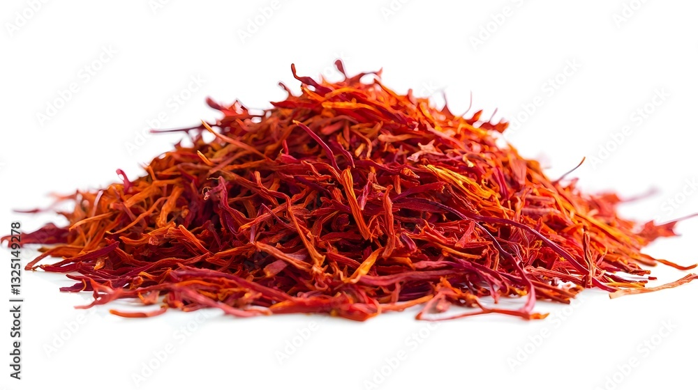 Fototapeta premium Saffron spice threads strands isolated on white