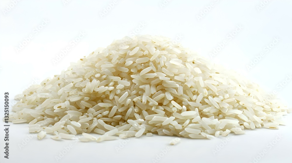 pile of rice on a white background pile of rice on a white background