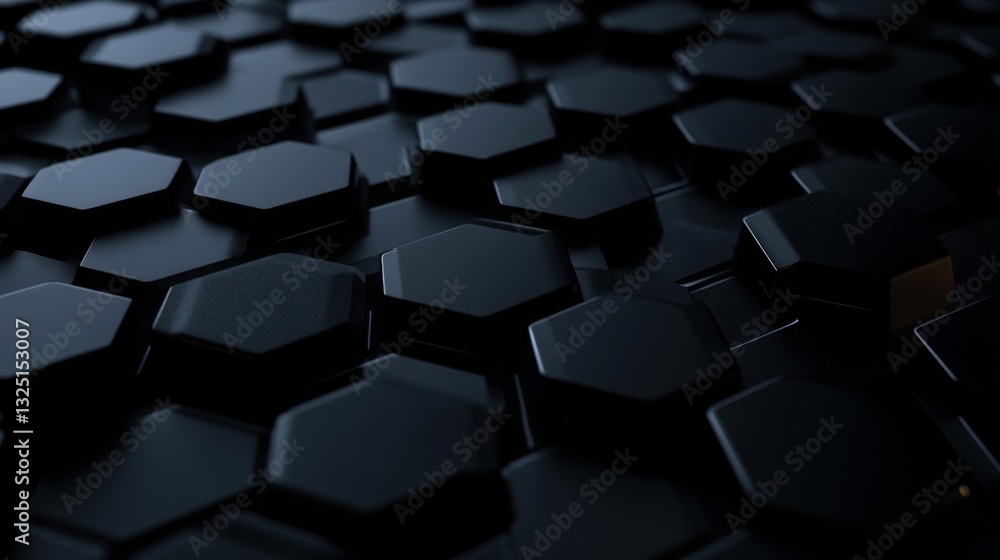 Dark Blue Hexagonal Geometric Pattern 3D Render Dark Blue Hexagonal Geometric Pattern 3D Render