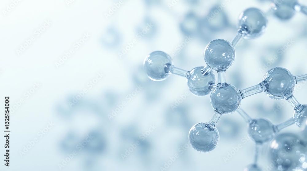 Abstract 3D Rendering of a Blue Glass Molecule on White Background Abstract 3D Rendering of a Blue Glass Molecule on White Background