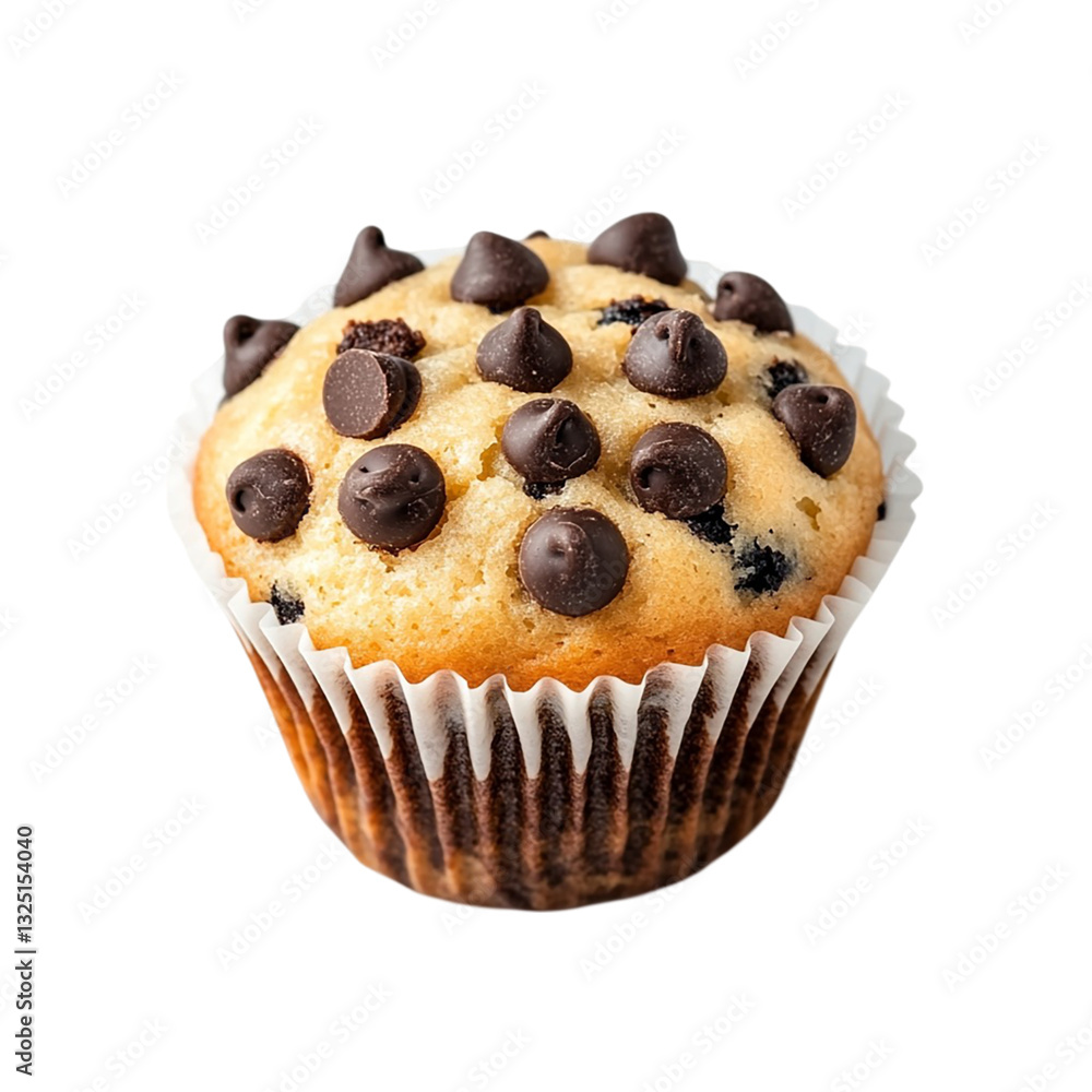 Delicious Chocolate Chip Muffin isolated on transparent background Delicious Chocolate Chip Muffin isolated on transparent background