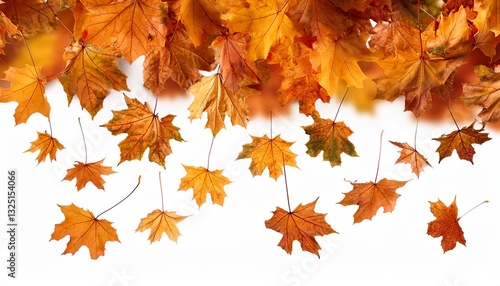 autumn maple leaves falling down isolated on white background