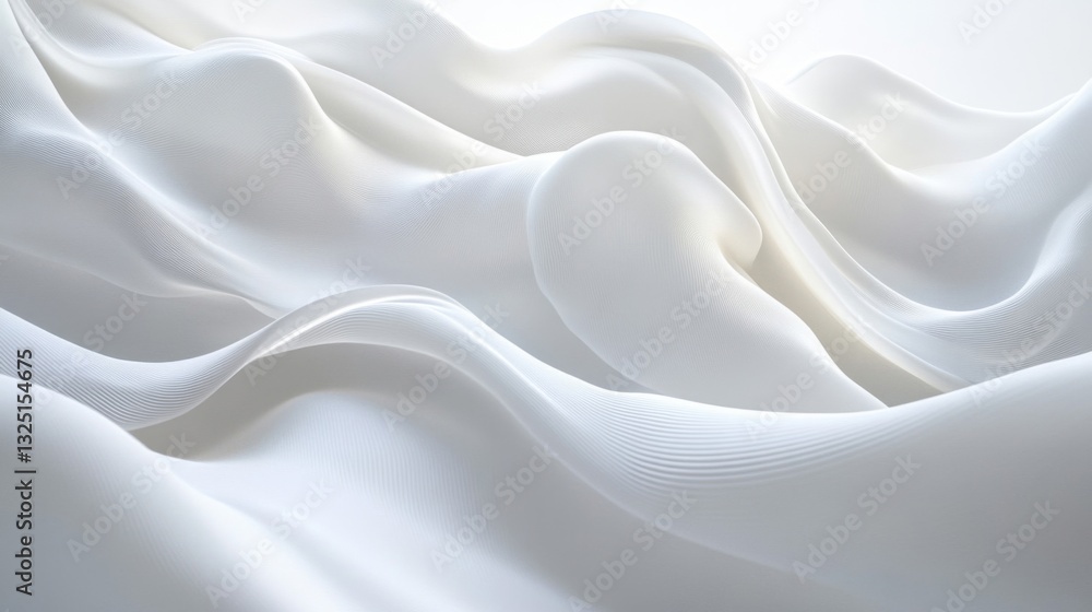 Fototapeta premium Abstract White Fabric Texture with Flowing Waves