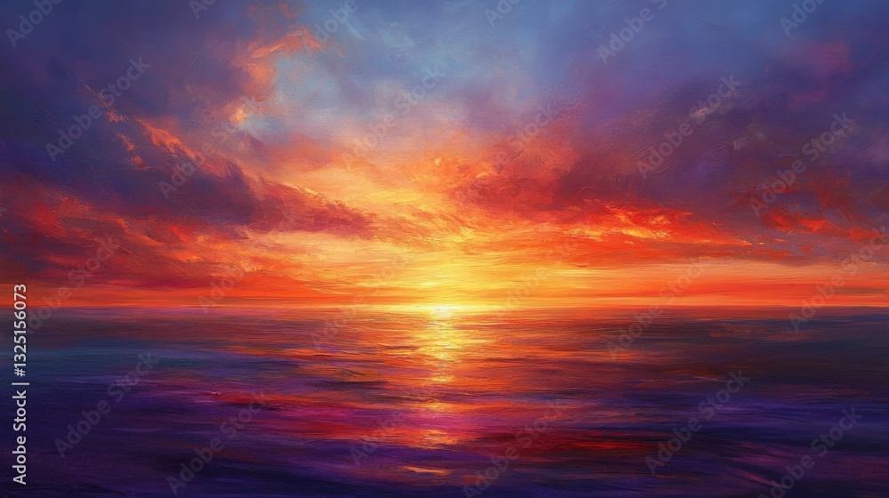 Vibrant Sunset Over Calm Ocean Vibrant Sunset Over Calm Ocean