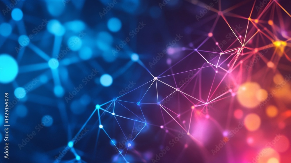 Abstract Network Connection with Glowing Nodes and Lines Abstract Network Connection with Glowing Nodes and Lines