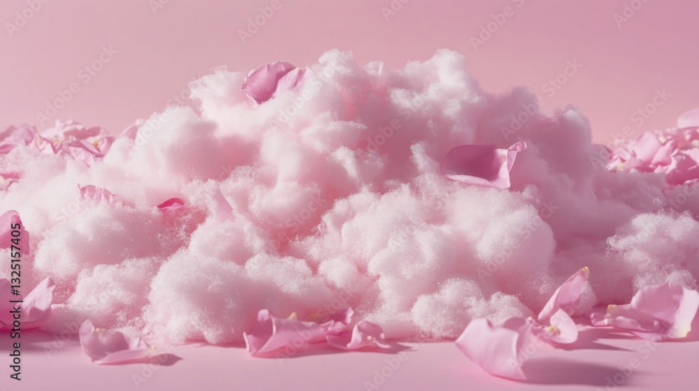 Pink Sugar and Rose Petals on Pink Background Pink Sugar and Rose Petals on Pink Background