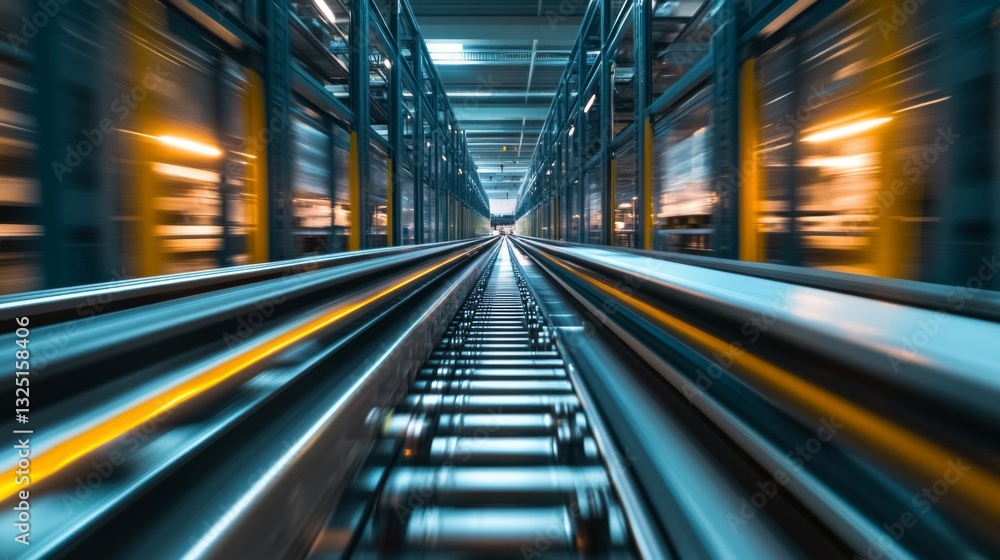 Fototapeta premium Automated Conveyor System in Modern Warehouse