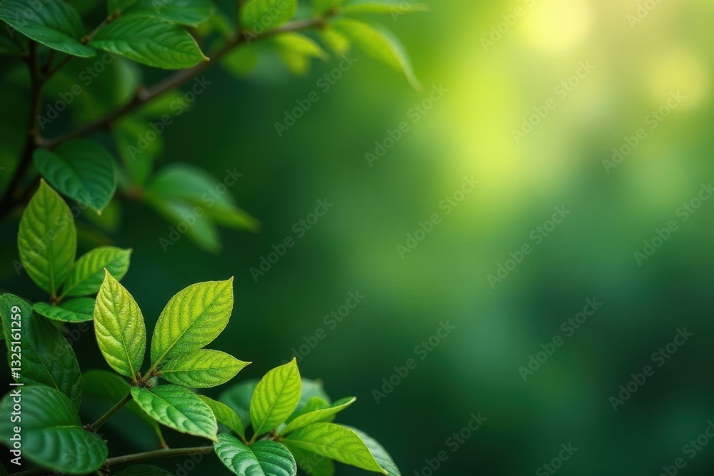 Elegant green foliage with gilded details, rich summer backdrop , texture, green Elegant green foliage with gilded details, rich summer backdrop , texture, green