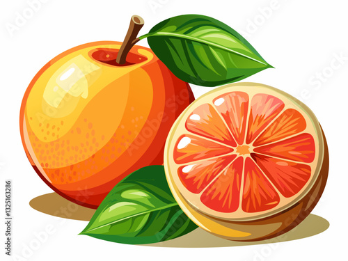 vector of  orange and grapefruit clipart image on transparent background