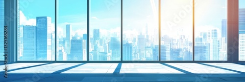 Panoramic view from a modern high-rise office window