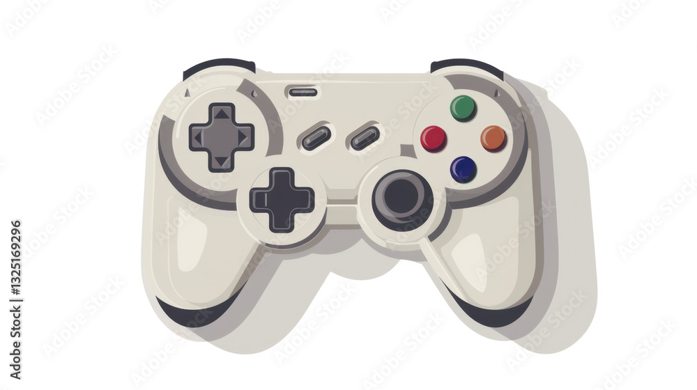 White retro gamepad floating on transparent background White retro gamepad floating on transparent background