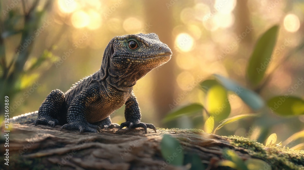 Obraz premium A detailed close up of a lizard on a wooden surface
