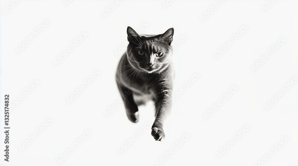 Obraz premium Cute running cat on a white background, isolated