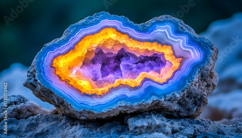 Intricate, colorful geode specimen