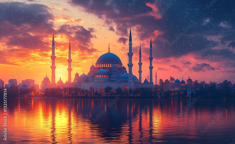 Fototapeta premium Fluffy White Sheep in a Snowy Landscape with a Foggy Background