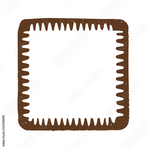 Brown Jagged Square Frame Stamp Icon Shape Isolated