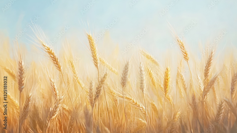 Golden wheat field swaying gently under the clear blue sky above Golden wheat field swaying gently under the clear blue sky above