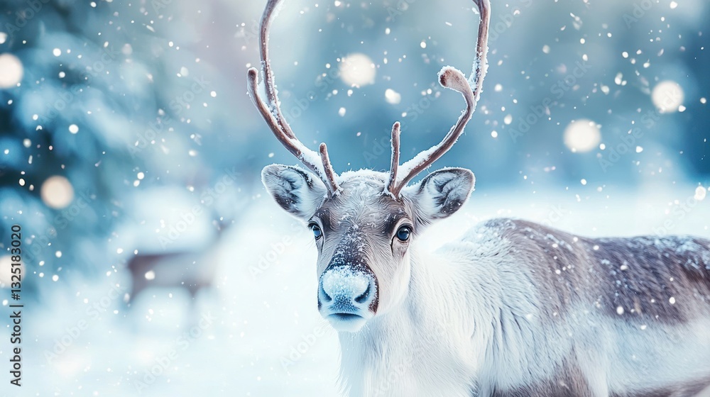 Reindeer in snowy winter forest. Reindeer in snowy winter forest.