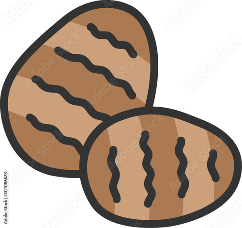 里芋のアイコン（線画カラー）のイラスト