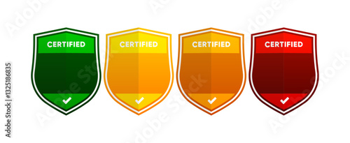 Certified Level logo badge with shield shape vector. Digital certificates of criteria levels. Vector illustration.