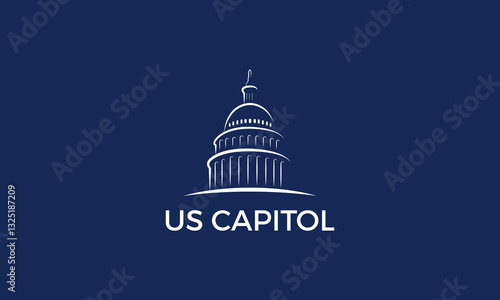 US capitol icon line stroke, capitol logo vector.