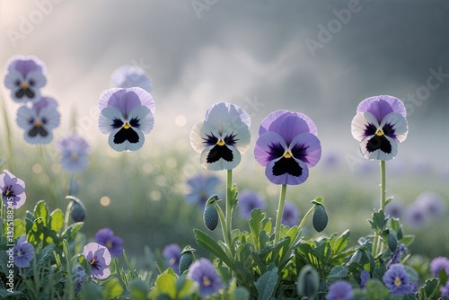 Pansy Breeze Refreshing Misty Abstract Background with Gentle Haze and Calming Aroma
