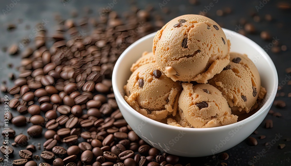 Coffee Bliss: Creamy Coffee Ice Cream with Roasted Beans