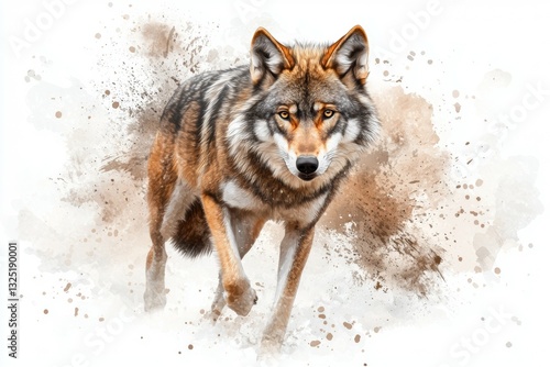 Wallpaper Mural Wolf is running through a field of dirt Torontodigital.ca