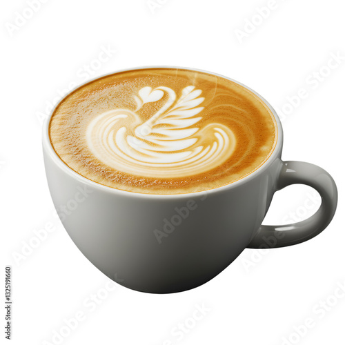 Elegant Latte Art Swan on a Steaming Cup of Coffee