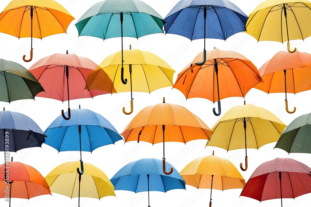 Colorful umbrellas floating in the air Colorful umbrellas floating in the air