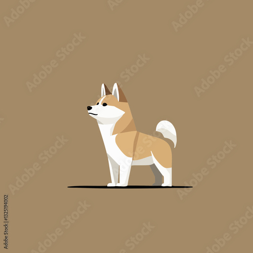 Stylized Shiba Inu dog illustration on a warm background
