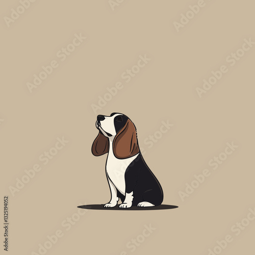 Illustration of a Beagle Dog Sitting with a Neutral Background