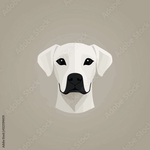 Stylized illustration of a white dog head on a muted background
