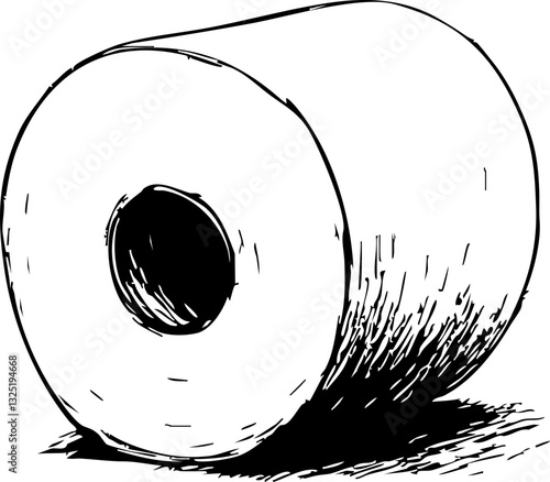 Skizze eines Toilettenpapierrollen auf weißem Hintergrund