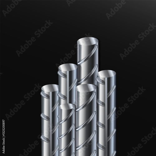 Reinforcements steel bars. Industrial background. Building armature. 3d illustration isolated on white vector.