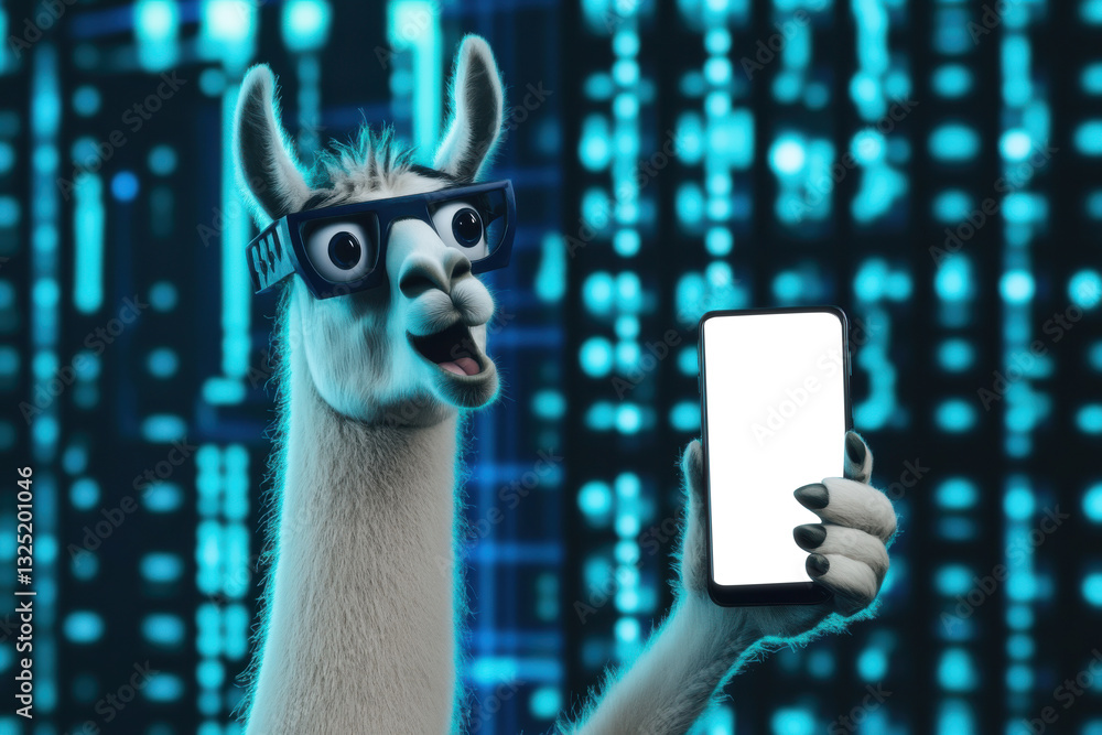 Fototapeta premium llama shocked by phishing email in tech environment