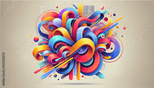 Bunte 8K Vektorgrafik – Abstraktes modernes Design mit lebendigen Farben