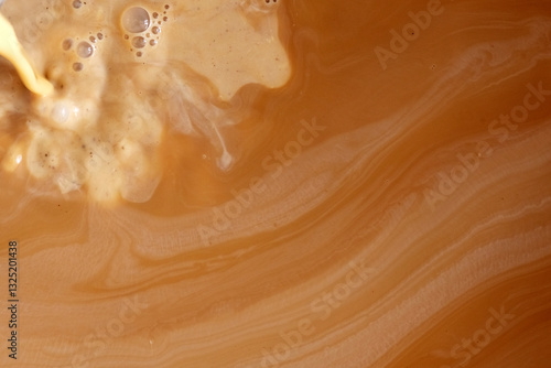 Mixture of black tea with evaporated milk for making milk tea