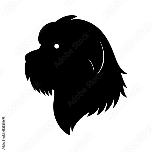 a striking silhouette of a dog's head in profile, set against a background, vector illustration