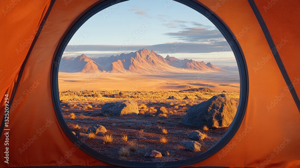 Fototapeta premium Desert sunrise view from tent