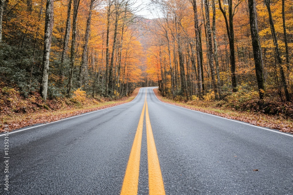 Fototapeta premium Autumn road through a forest tunnel