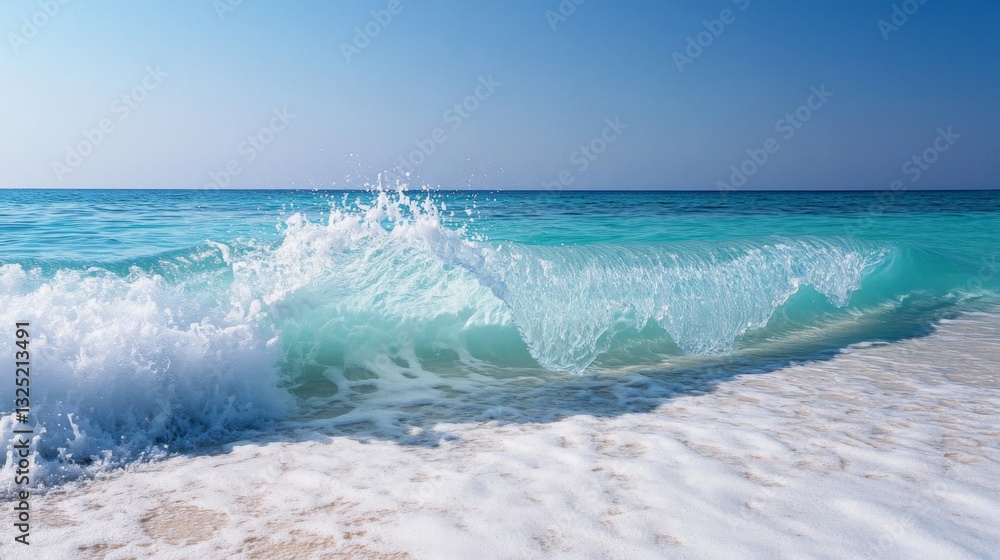Obraz premium Ocean Wave Crashing on Sandy Beach