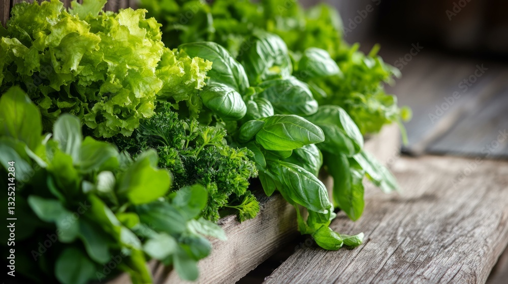 Fresh microgreens in home garden for healthy eating and sustainable living, wooden background enhances texture Fresh microgreens in home garden for healthy eating and sustainable living, wooden background enhances texture