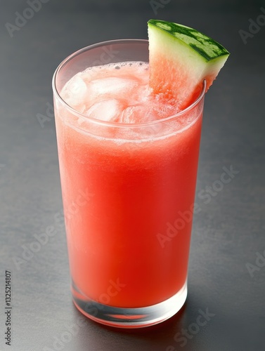 Wallpaper Mural A refreshing watermelon juice served in a clear glass filled with ice, garnished with a slice of watermelon, Ideal for summer-themed promotions, beverage menus, or healthy lifestyle articles, Torontodigital.ca